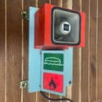 vintage lifeboat fire alarm box side profile showing speaker and light panel