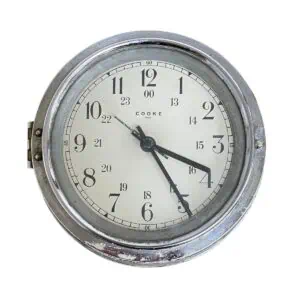 vintage nautical wall clock cream face front view with 24 hour dial
