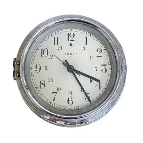 vintage nautical wall clock cream face front view with 24 hour dial