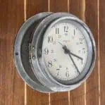 vintage nautical wall clock cream face open hinge view aluminum housing