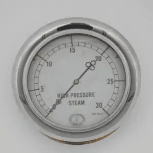 Antique Chrome Plated Brass High Pressure Steam Gauge [1876-1918]