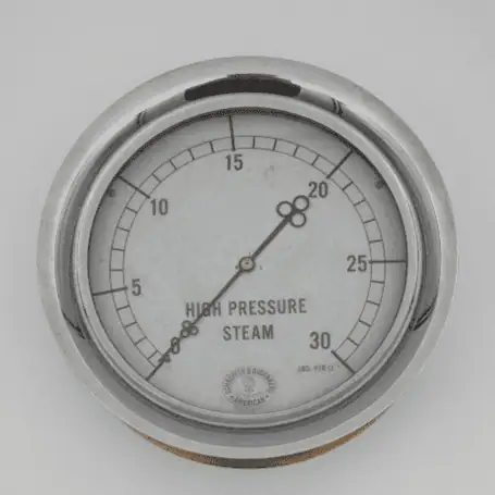 Antique Chrome Plated Brass High Pressure Steam Gauge [1876-1918] 01