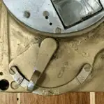 Brass optical device left lens adjustor lever detail