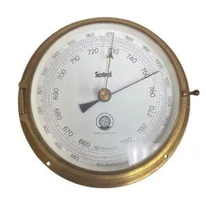 vintage brass marine barometer sestrel front dial close up