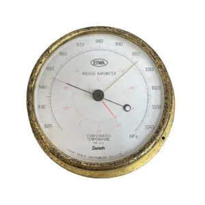 vintage nautical barometer EIWA dial front view aneroid gauge