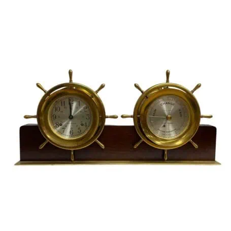 vintage seth thomas helmsman clock and weather barometer front view