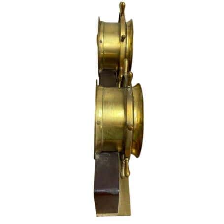 Vintage Seth Thomas Helmsman 24 Hour Clock And Weather Barometer 03 side profile brass nautical clock and barometer set