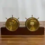 vintage seth thomas helmsman clock and weather barometer rear view with labels