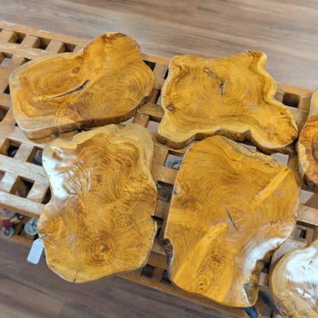 Lot of 6 Teak Wood Trivet Boards 04 Lot of 6 Teak Wood Trivet Boards 04