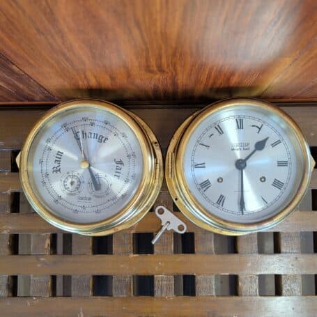 Vintage Brass Vetus Ships Bell Clock and Barometer from Holland 03 Vintage Brass Vetus Ships Bell Clock and Barometer from Holland 03