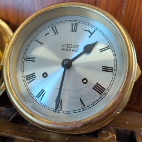 Vintage Brass Vetus Ships Bell Clock and Barometer from Holland 04 Vintage Brass Vetus Ships Bell Clock and Barometer from Holland 04