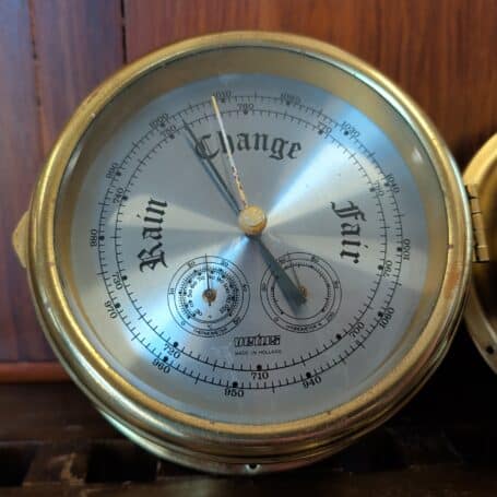 Vintage Brass Vetus Ships Bell Clock and Barometer from Holland 05 Vintage Brass Vetus Ships Bell Clock and Barometer from Holland 05